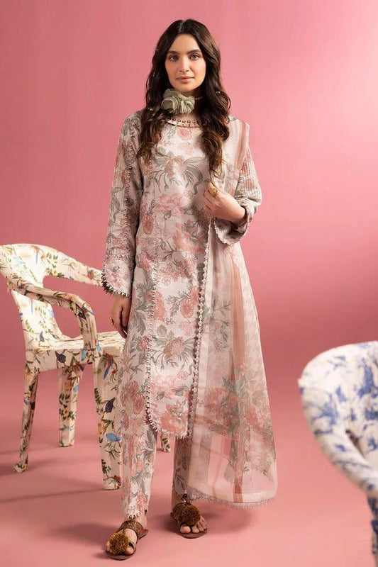 3 Pcs Women's Unstitched Lawn Printed Suit