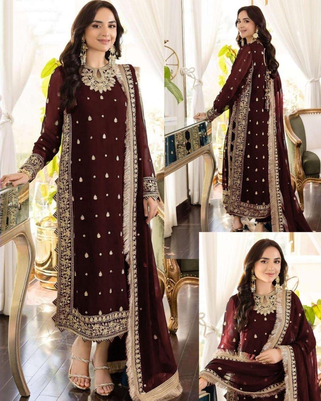 3 Pcs Women's Unstitched Embroidered Suit